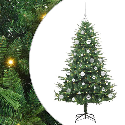 Albero di Natale artificiale preilluminato con set di palline