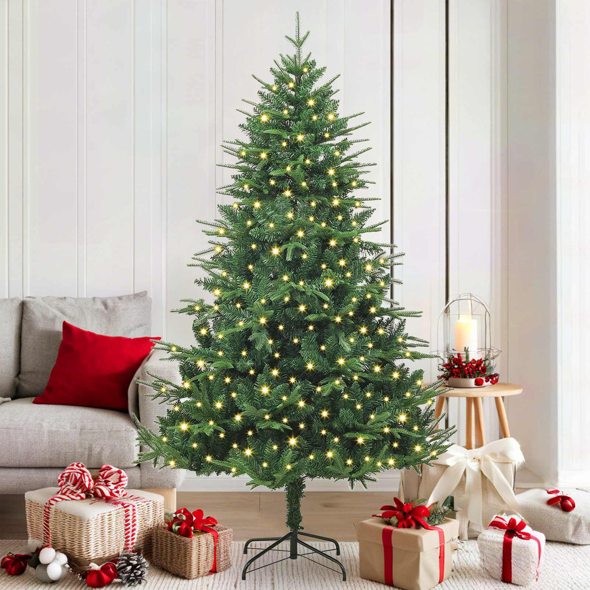 Albero di Natale artificiale preilluminato 300 LED Bianco caldo