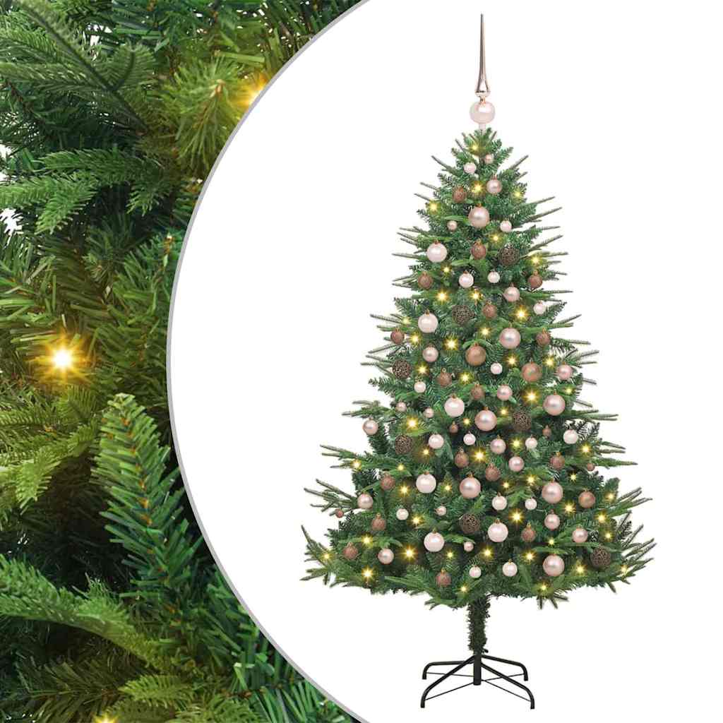 Albero di Natale artificiale preilluminato con set di palline