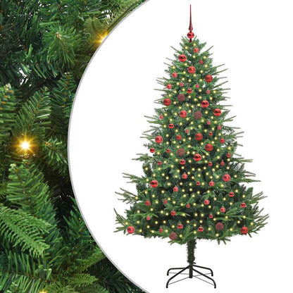 Albero di Natale artificiale preilluminato con set di palline