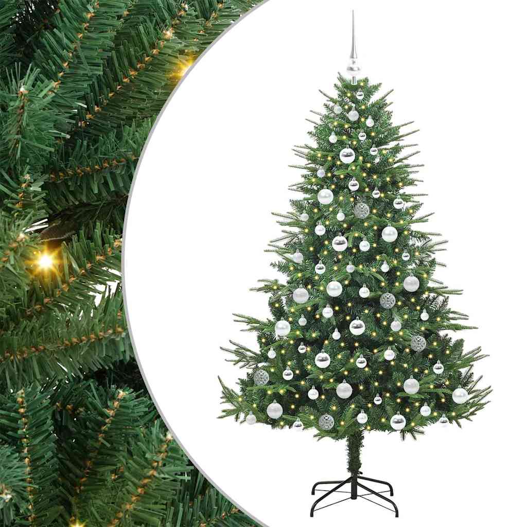 Albero di Natale artificiale preilluminato con set di palline