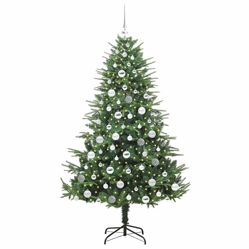 Albero di Natale artificiale preilluminato con set di palline