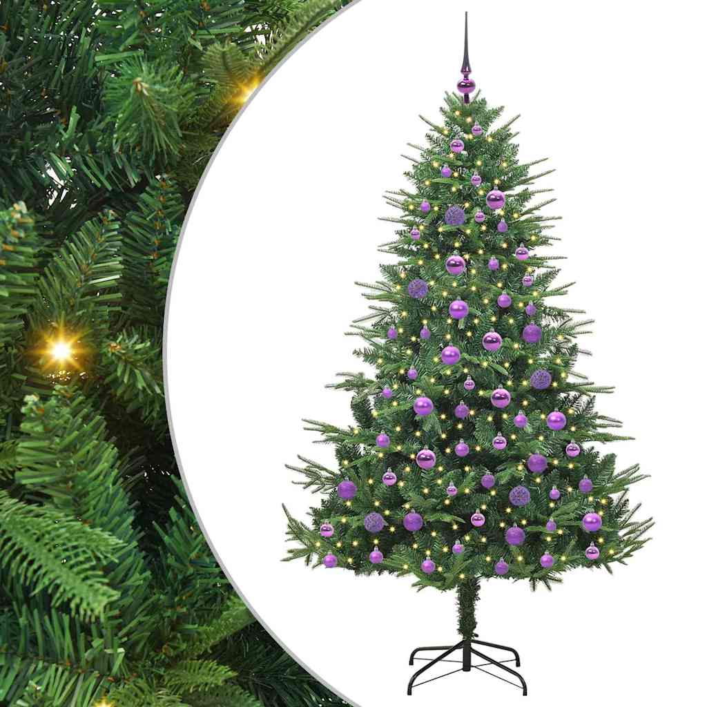 Albero di Natale artificiale preilluminato con set di palline