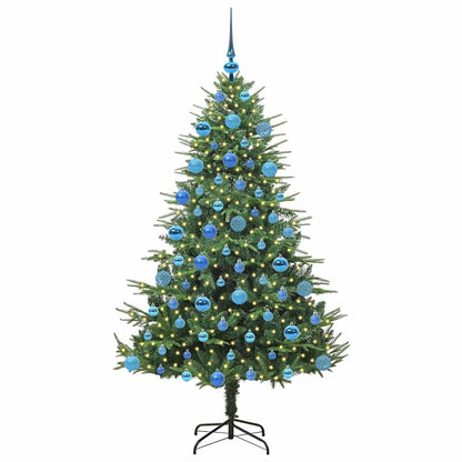 Albero di Natale artificiale preilluminato con set di palline