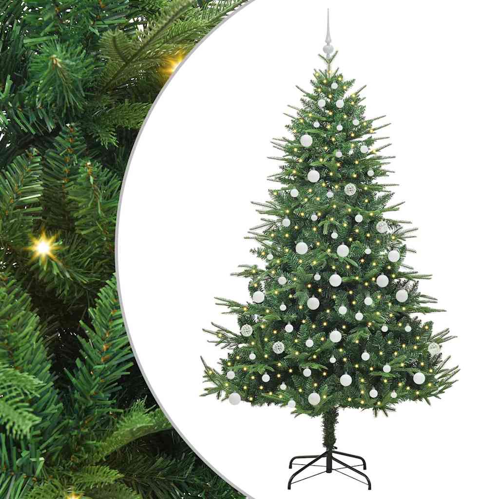Albero di Natale artificiale preilluminato con set di palline