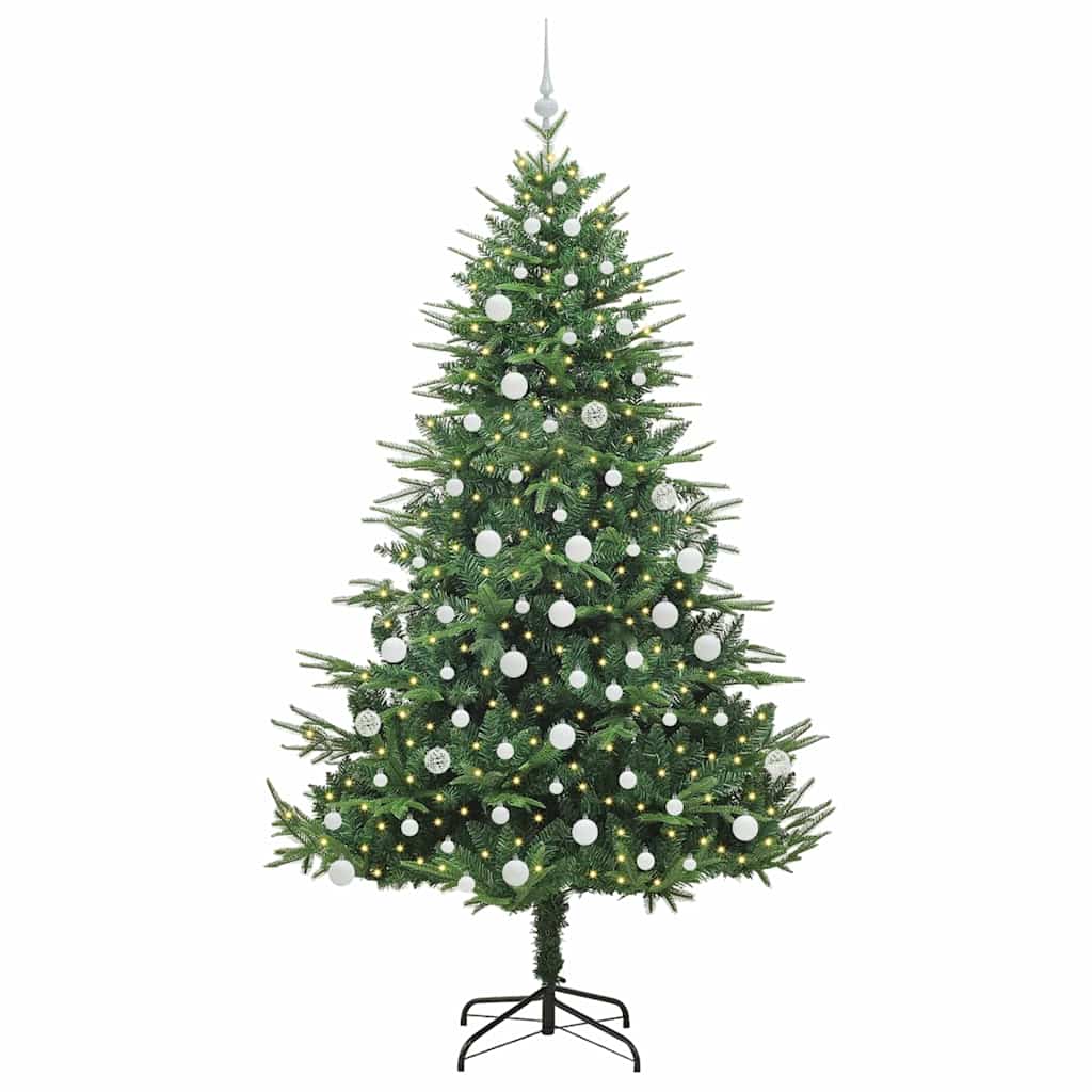 Albero di Natale artificiale preilluminato con set di palline