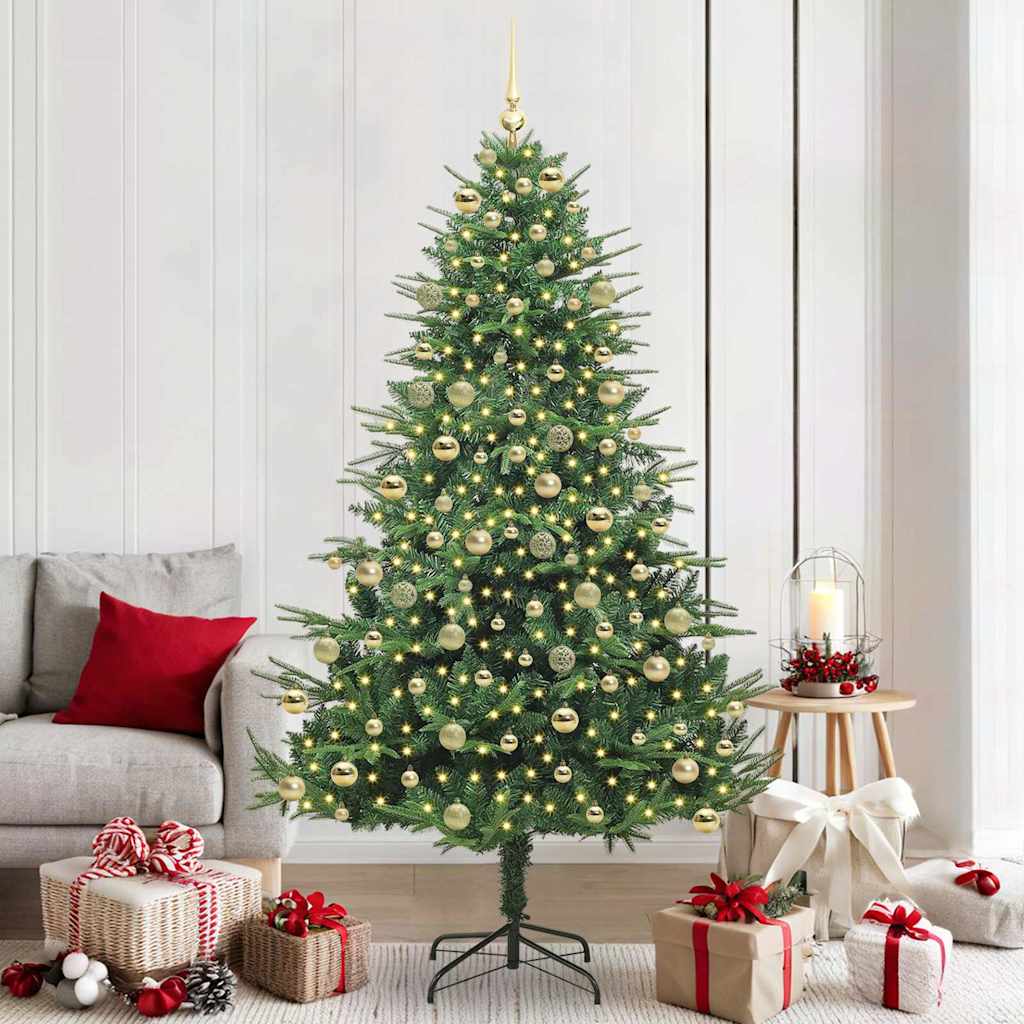 Albero di Natale artificiale preilluminato con set di palline