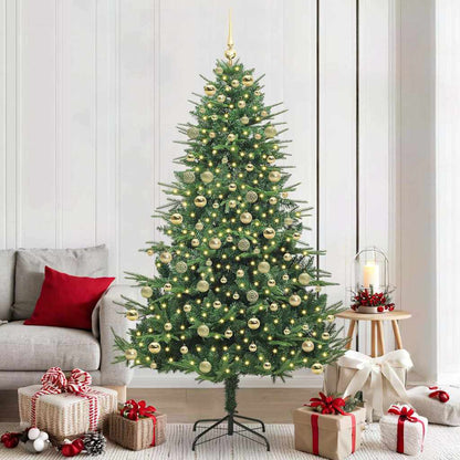 Albero di Natale artificiale preilluminato con set di palline