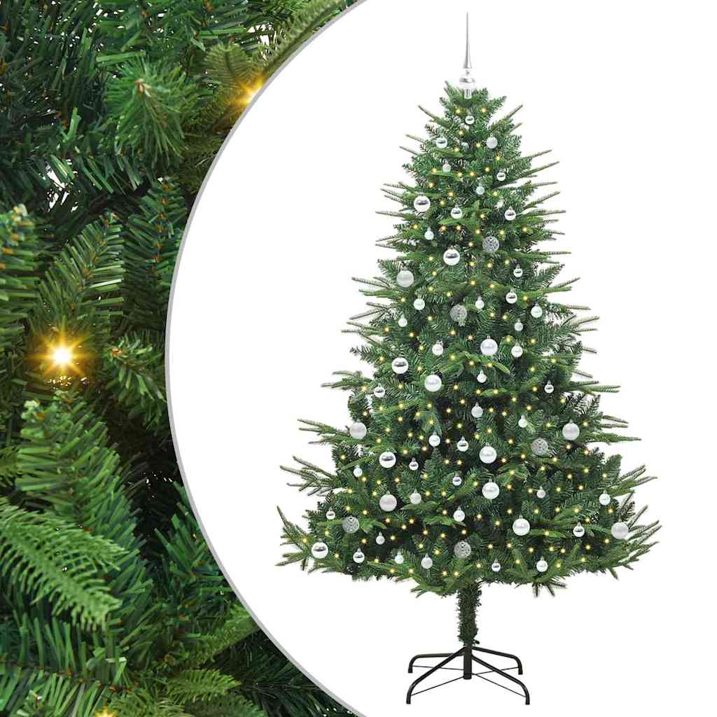 Albero di Natale artificiale preilluminato con set di palline