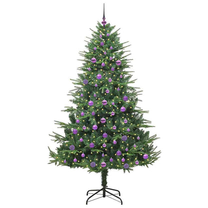 Albero di Natale artificiale preilluminato con set di palline