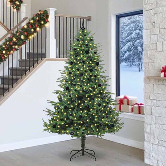 Albero di Natale artificiale preilluminato con set di palline