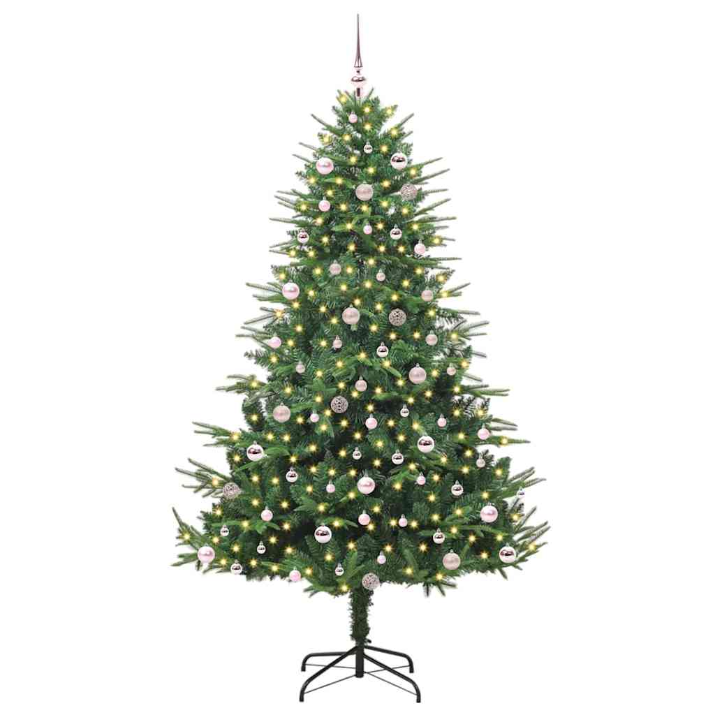 Albero di Natale artificiale preilluminato con set di palline