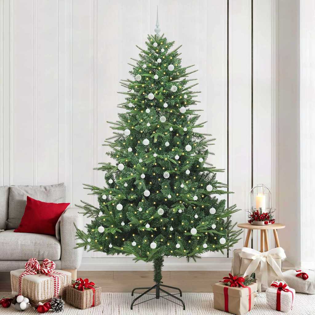 Albero di Natale artificiale preilluminato con set di palline
