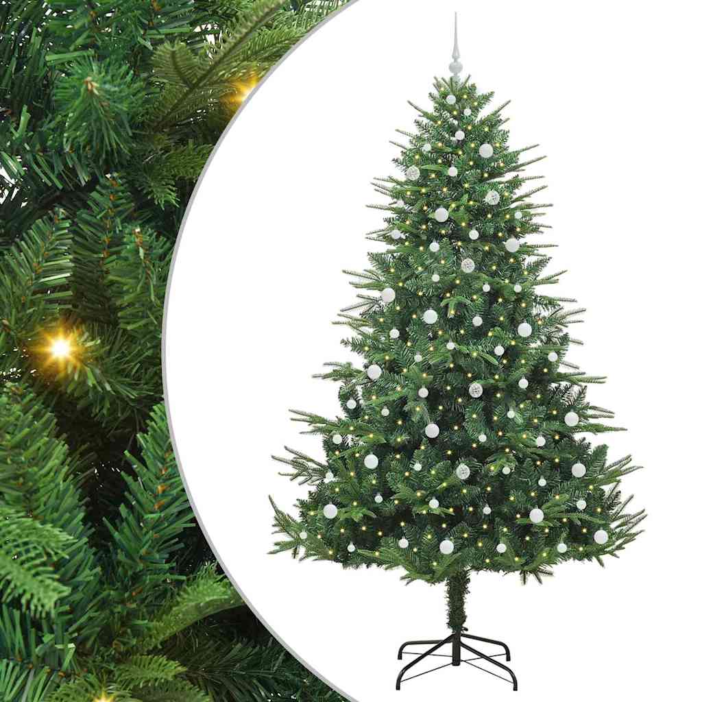 Albero di Natale artificiale preilluminato con set di palline