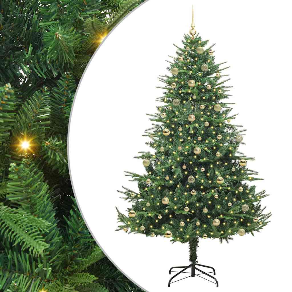 Albero di Natale artificiale preilluminato con set di palline