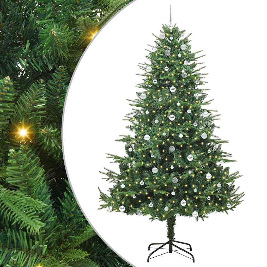 Albero di Natale artificiale preilluminato con set di palline