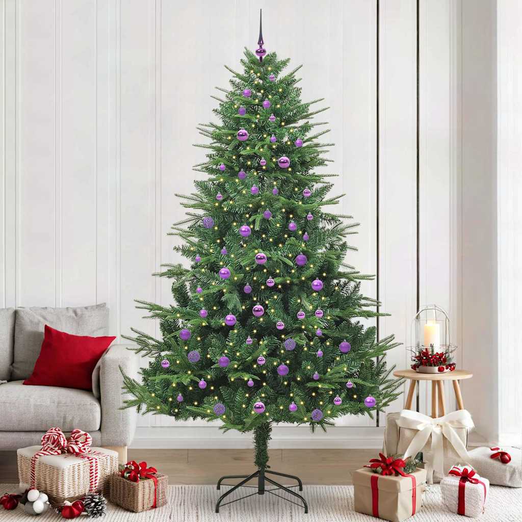 Albero di Natale artificiale preilluminato con set di palline