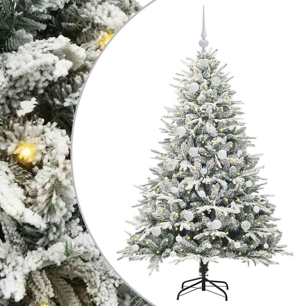 Albero di Natale artificiale preilluminato con set di palline