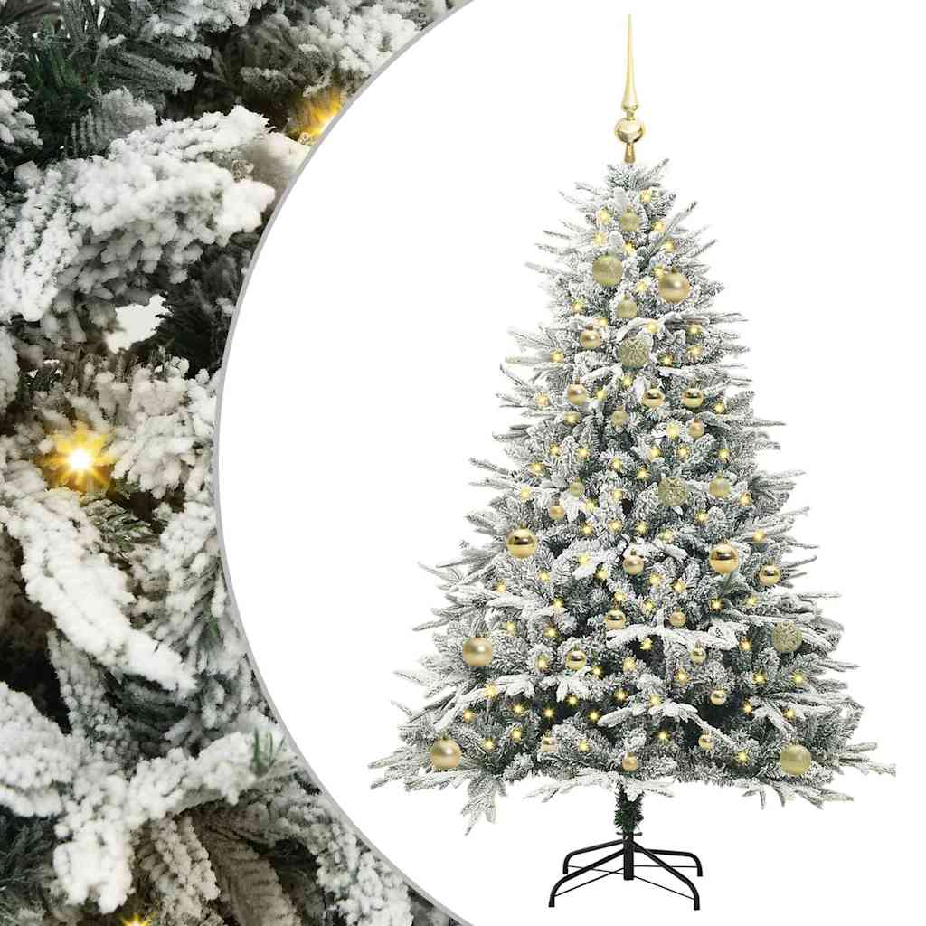 Albero di Natale artificiale preilluminato con set di palline