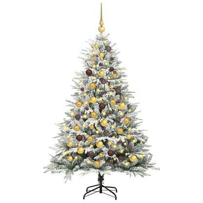 Albero di Natale Artificiale Pre-illuminato con Set di Palline