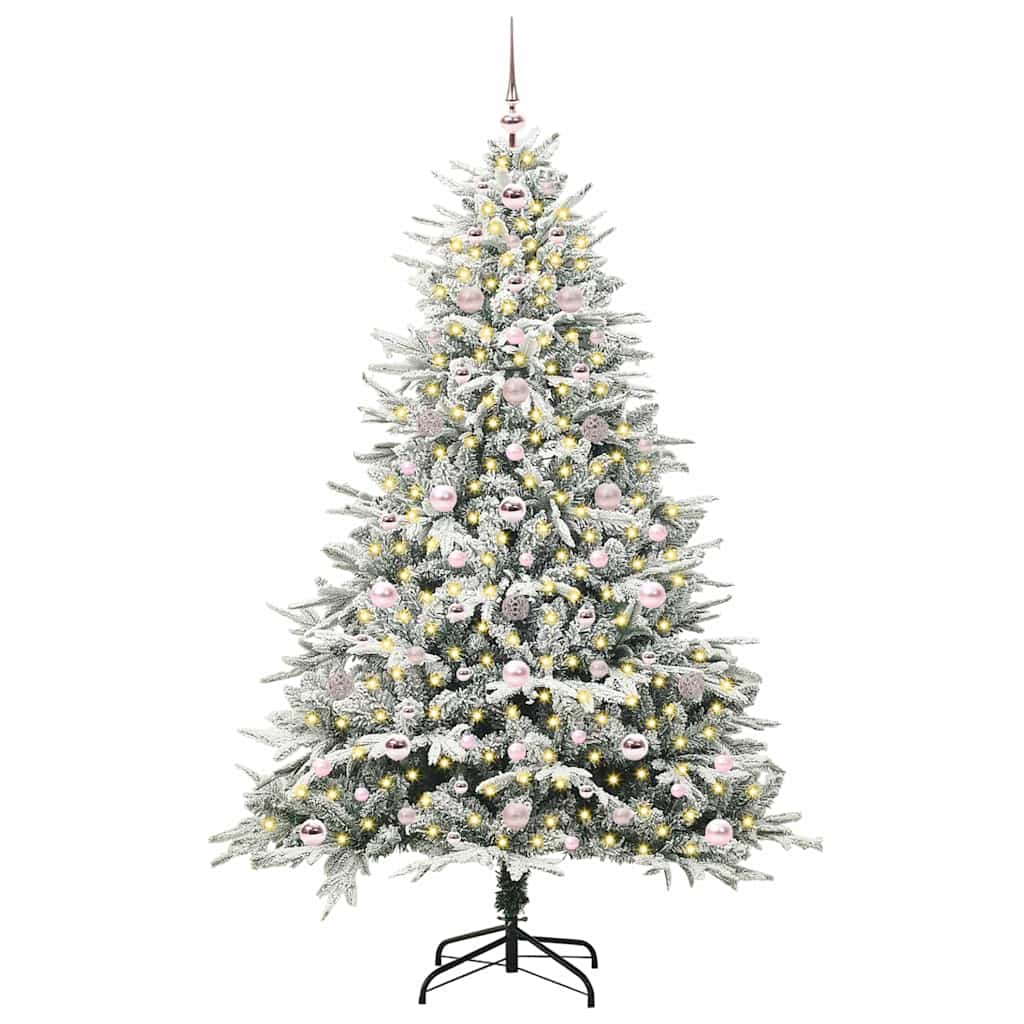 Albero di Natale artificiale preilluminato con set di palline