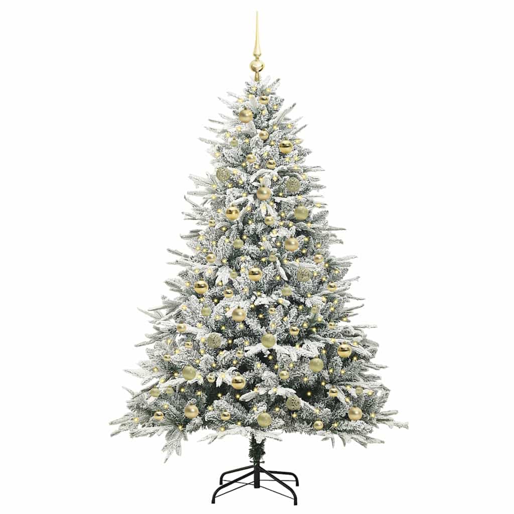 Albero di Natale artificiale preilluminato con set di palline