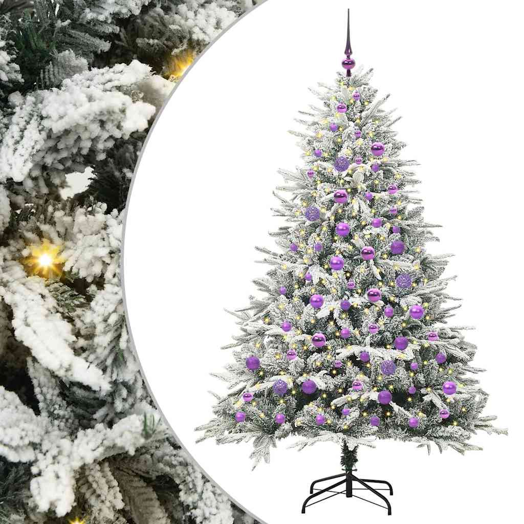 Albero di Natale artificiale preilluminato con set di palline