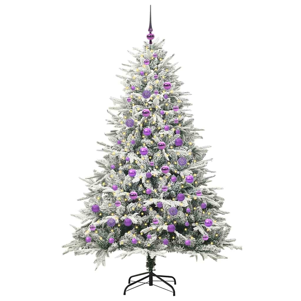 Albero di Natale artificiale preilluminato con set di palline