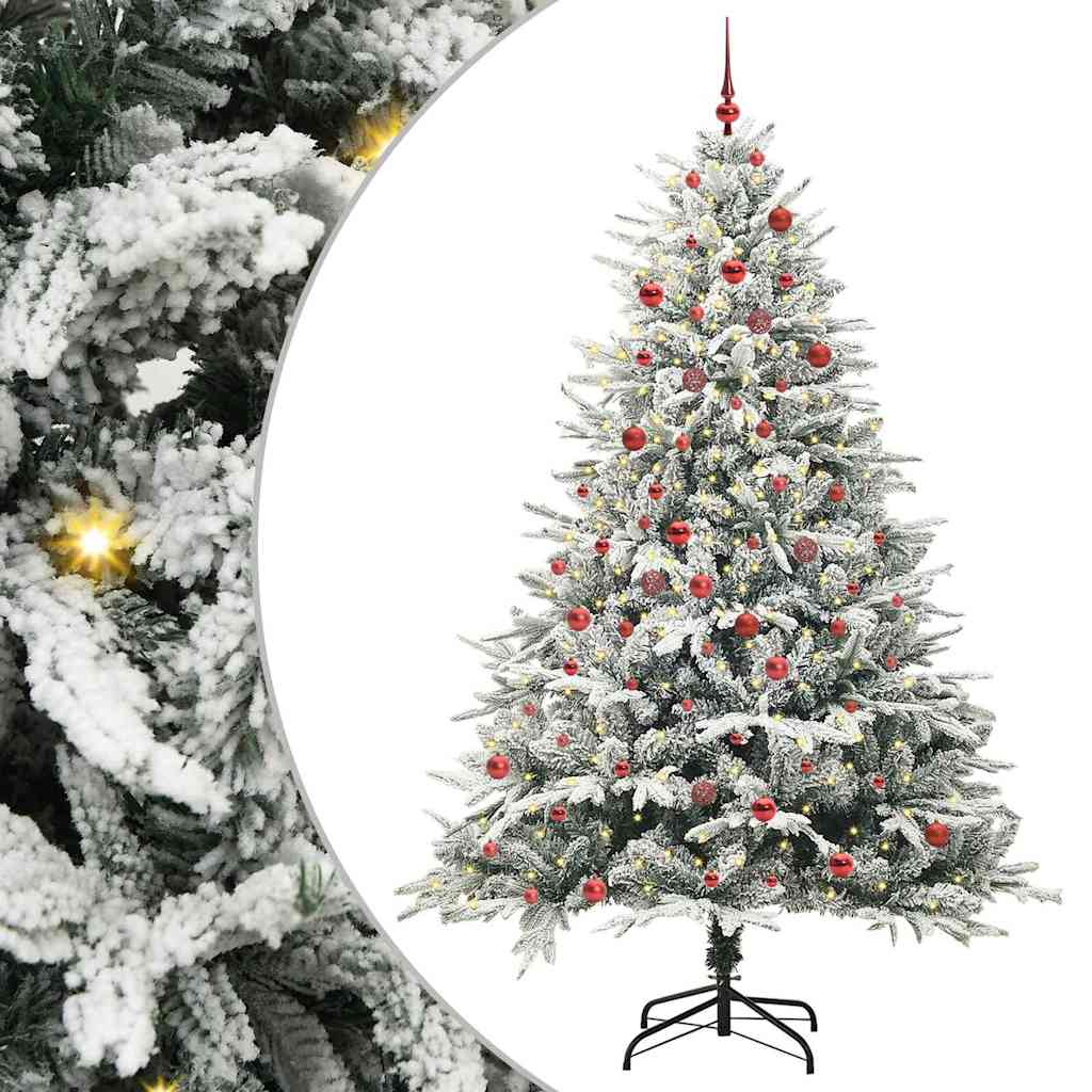 Albero di Natale artificiale preilluminato con set di palline