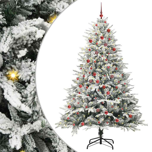 Albero di Natale artificiale preilluminato con set di palline
