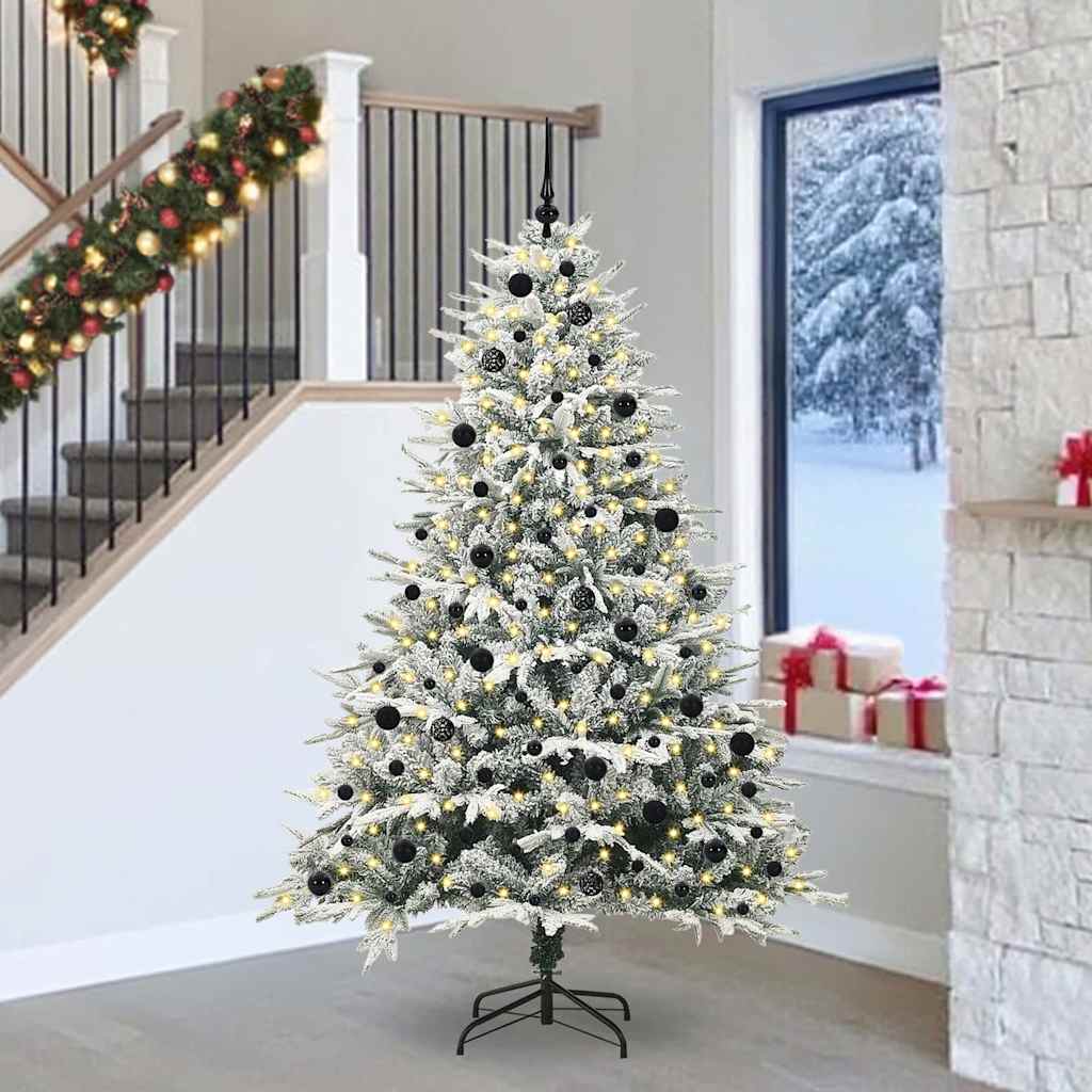 Albero di Natale artificiale preilluminato con set di palline