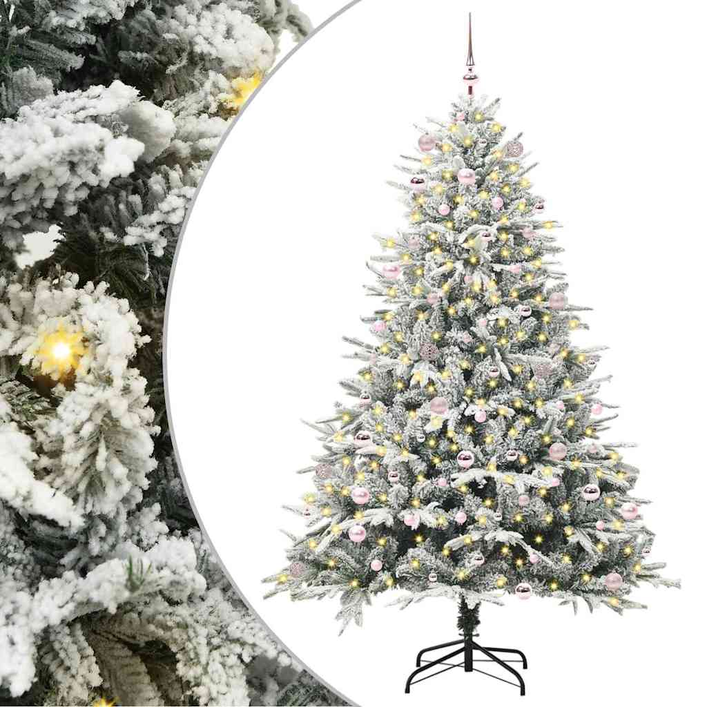 Albero di Natale artificiale preilluminato con set di palline
