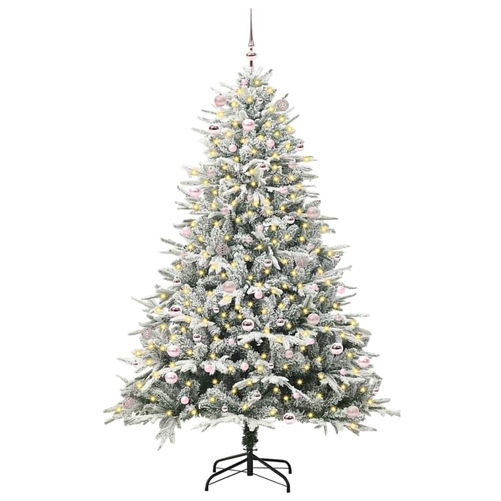 Albero di Natale artificiale preilluminato con set di palline