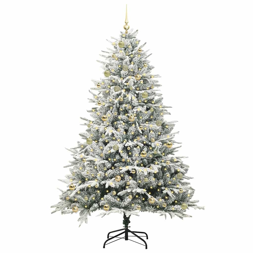 Albero di Natale artificiale preilluminato con set di palline