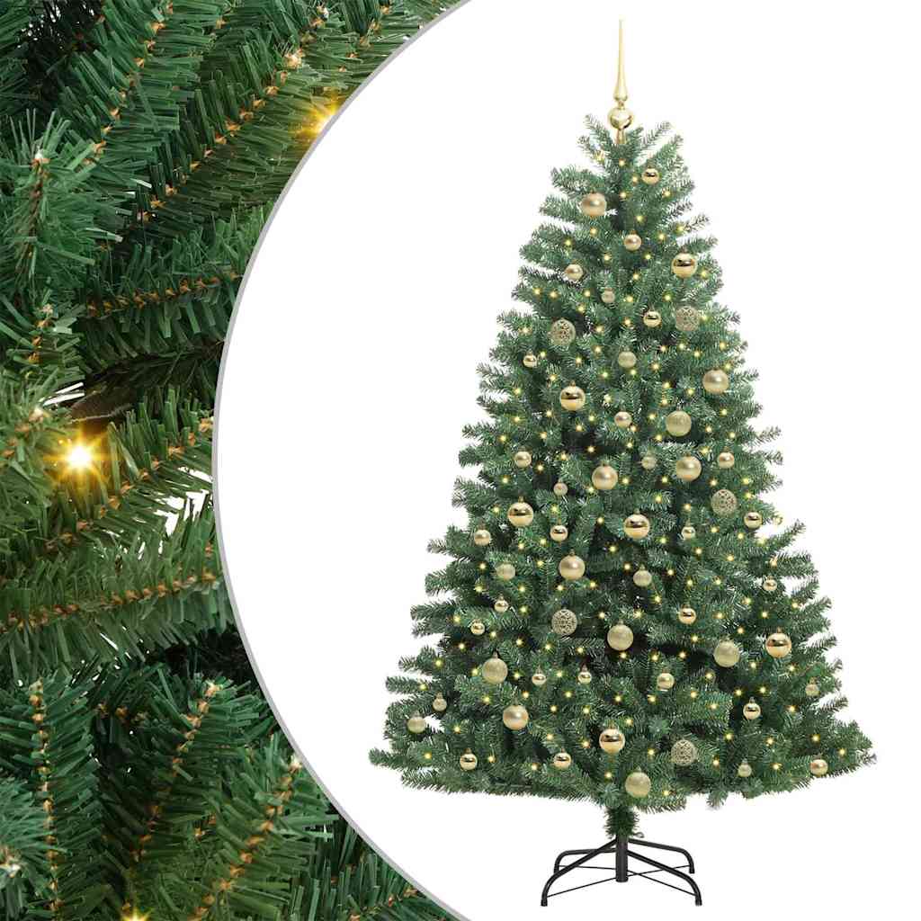Albero di Natale Artificiale con Rami Pieghevoli Verde 180 cm