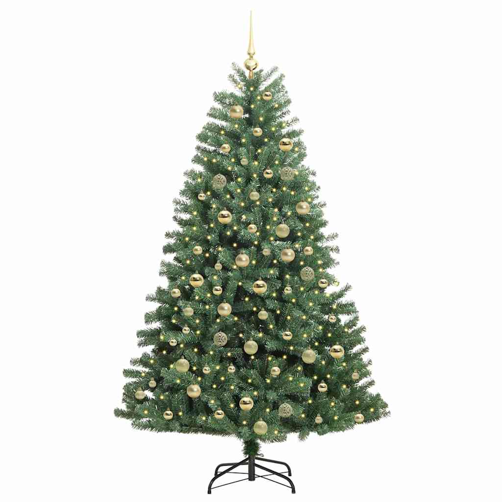 Albero di Natale Artificiale con Rami Pieghevoli Verde 180 cm