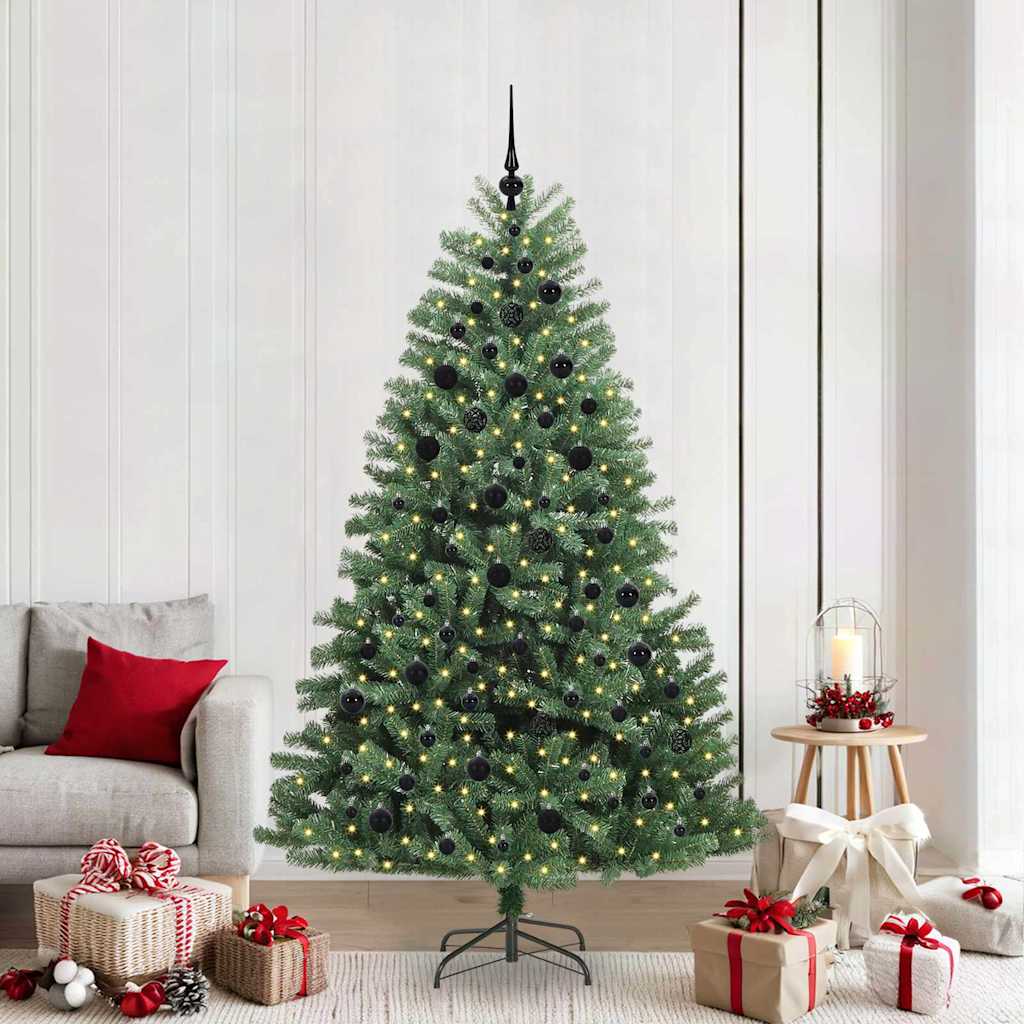 Albero di Natale Artificiale con Rami Pieghevoli Verde 210 cm