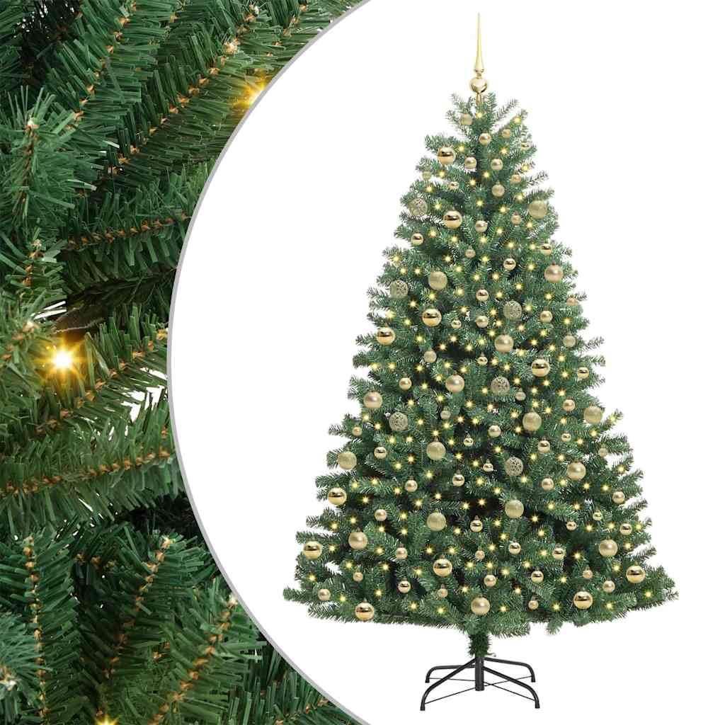 Albero di Natale Artificiale con Rami Pieghevoli Verde 210 cm