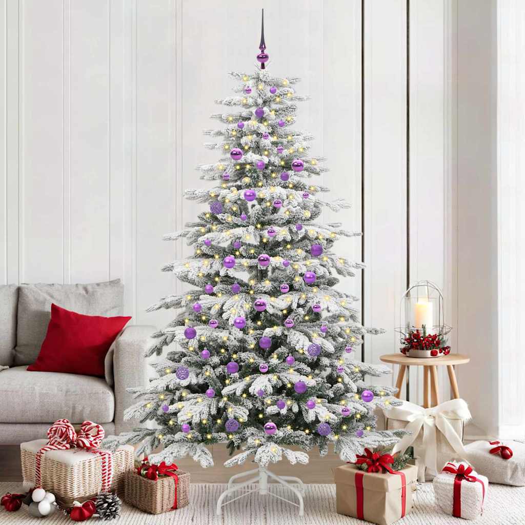 Albero di Natale Artificiale con Rami Pieghevoli Bianco 210 cm