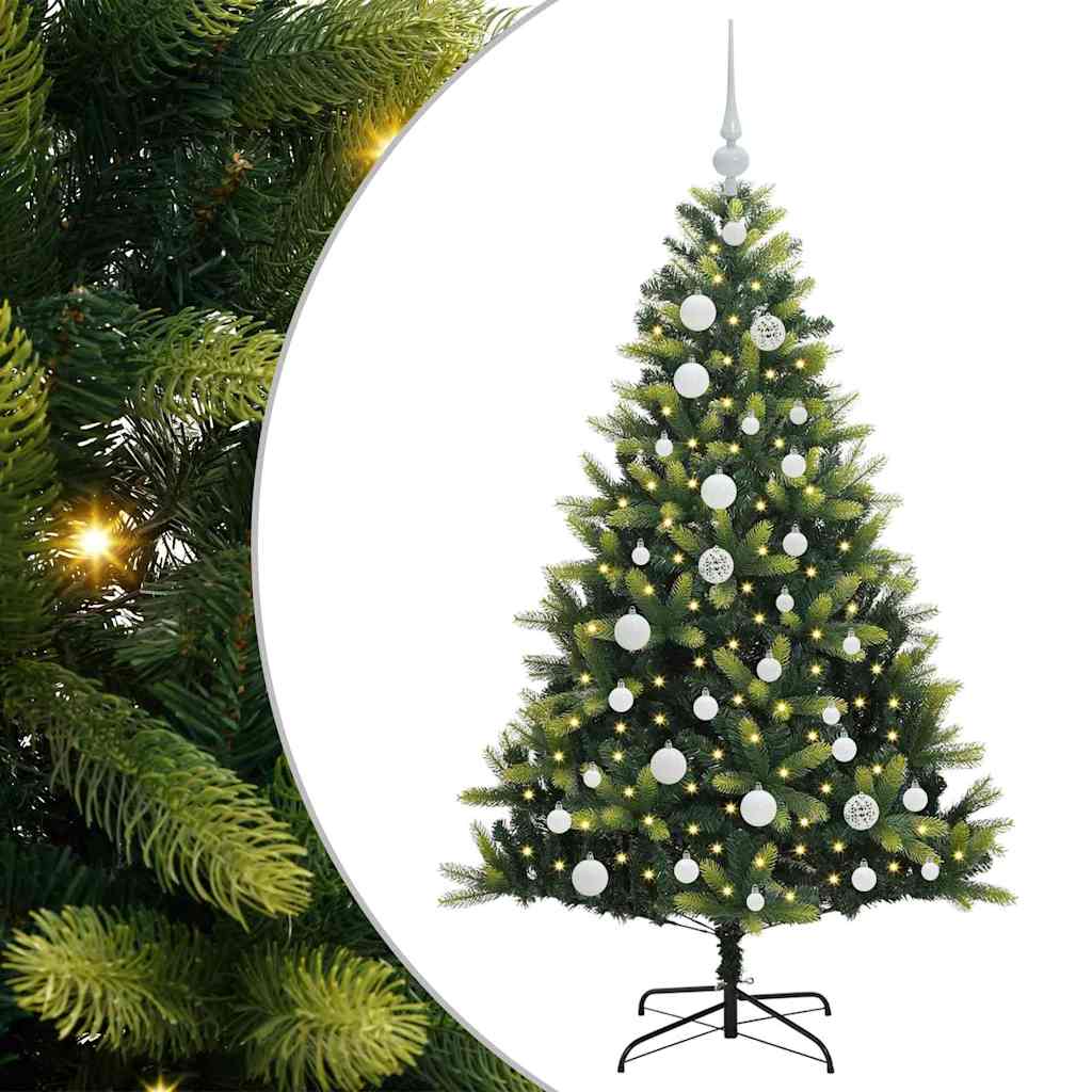 Albero di Natale Artificiale Pieghevole 150 LED Verde 120 cm