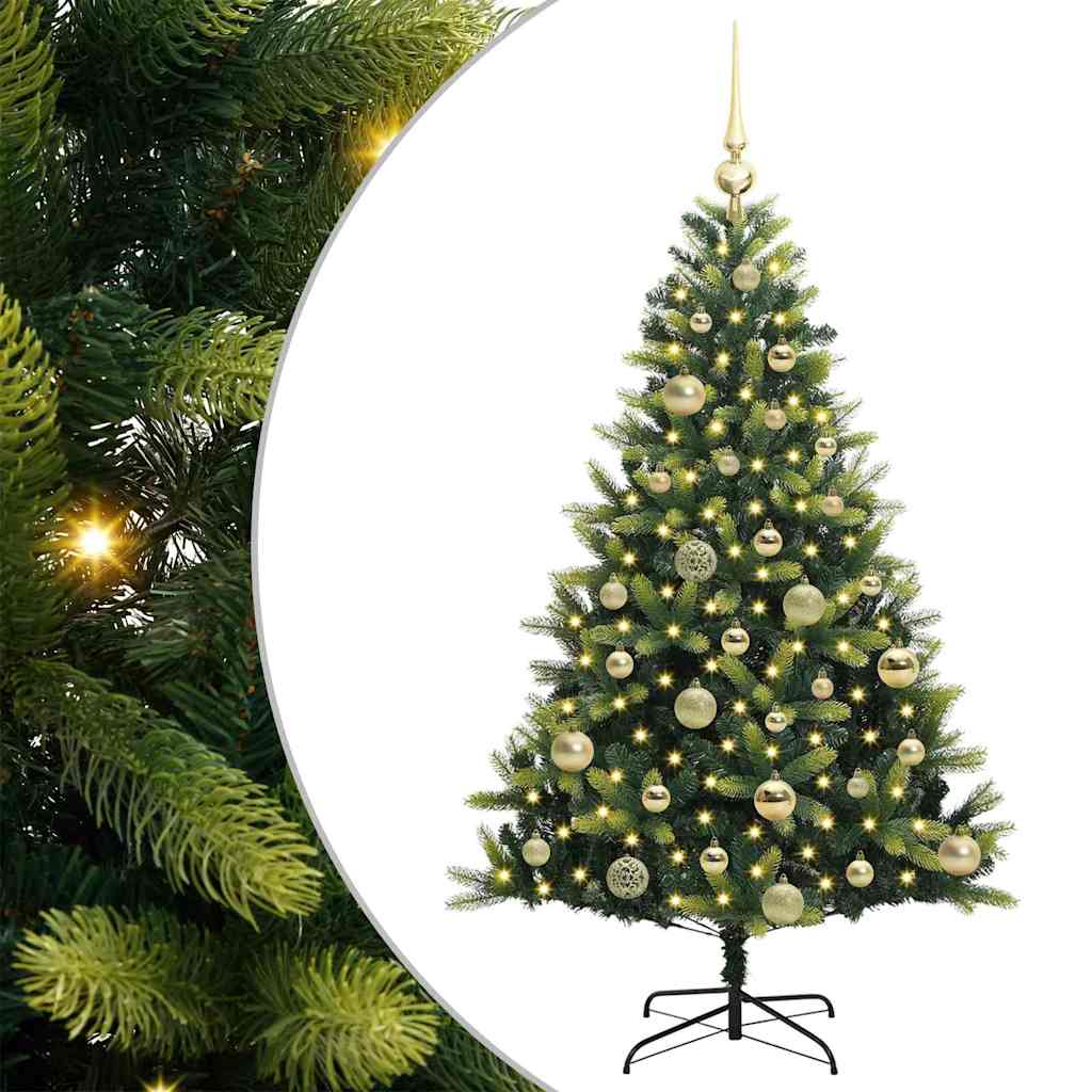Albero di Natale Artificiale Pieghevole 150 LED Verde 120 cm