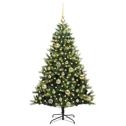 Albero di Natale Artificiale Pieghevole 150 LED Verde 120 cm