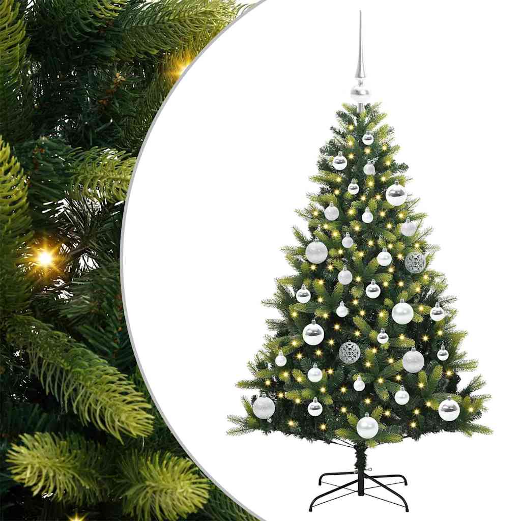Albero di Natale Artificiale Pieghevole 150 LED Verde 120 cm