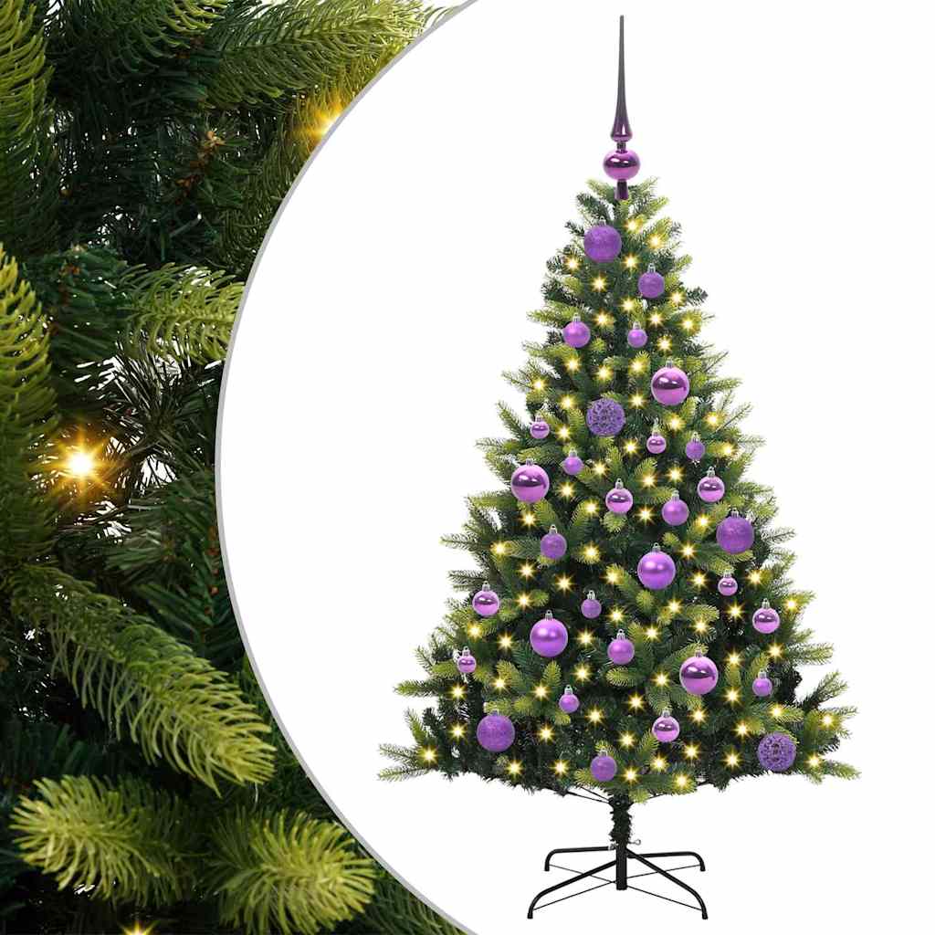Albero di Natale Artificiale Pieghevole 150 LED Verde 120 cm