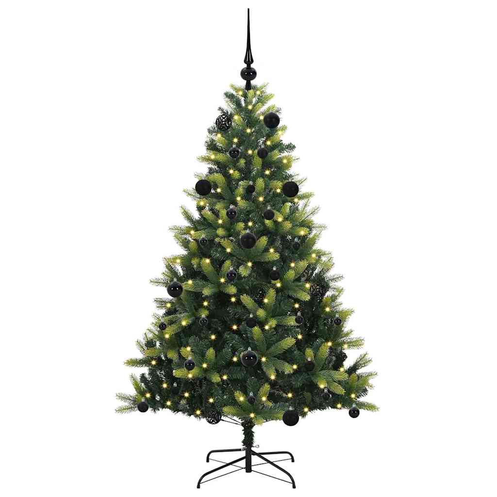 Albero di Natale Artificiale Pieghevole 150 LED Verde 150 cm