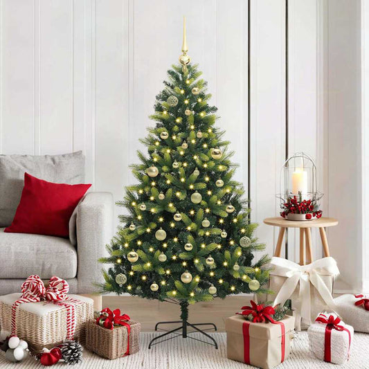 Albero di Natale Artificiale Pieghevole 150 LED Verde 150 cm