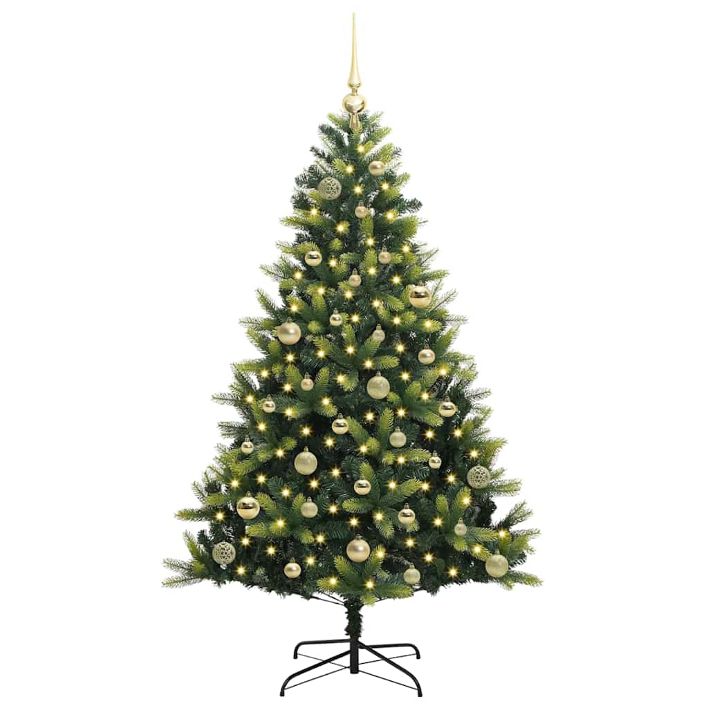 Albero di Natale Artificiale Pieghevole 150 LED Verde 150 cm