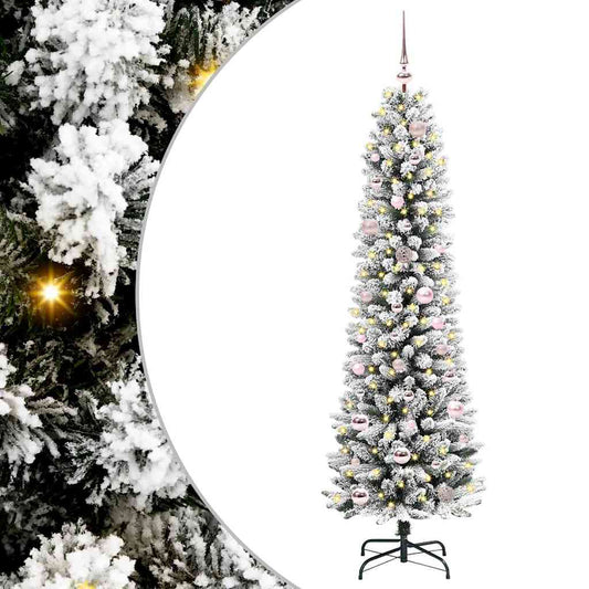 Albero di Natale artificiale con 150 LED Verde e bianco 150 cm
