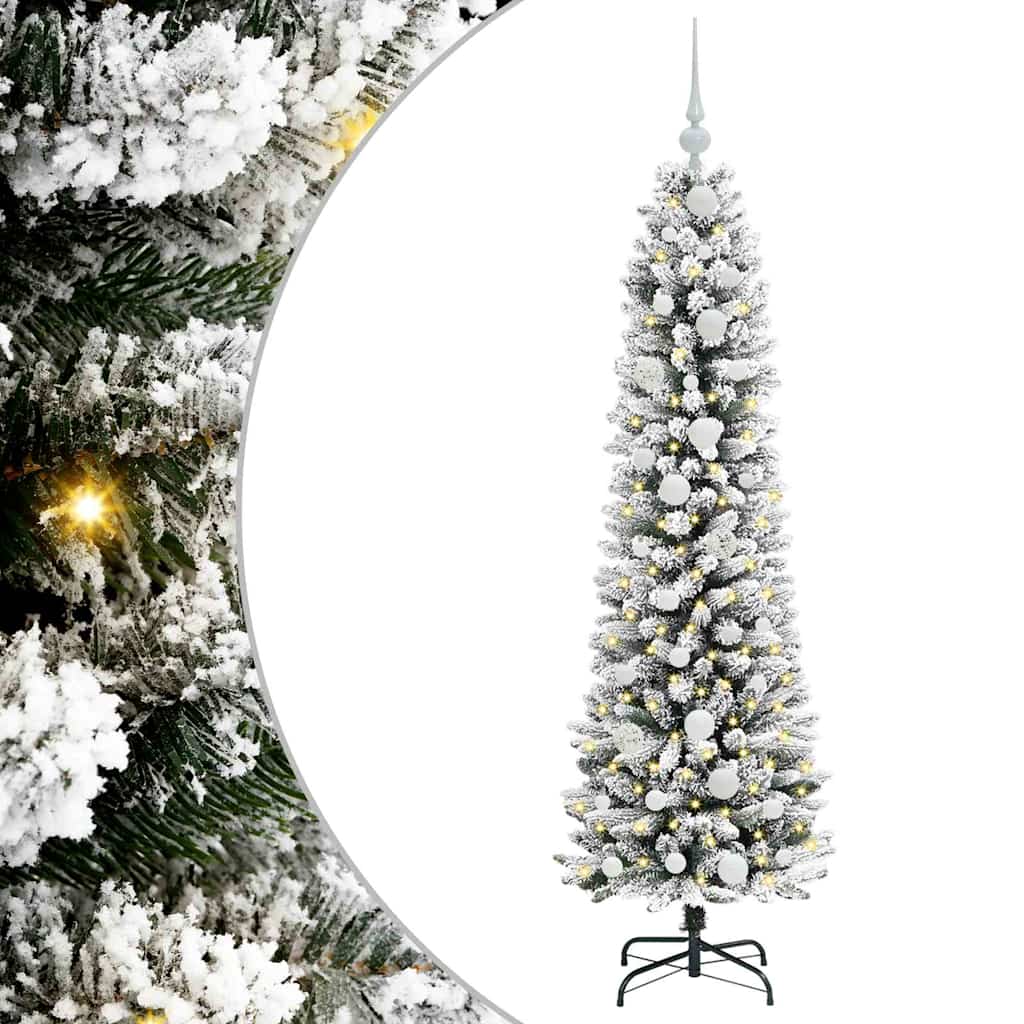 Albero di Natale artificiale con 150 LED Verde e bianco 150 cm