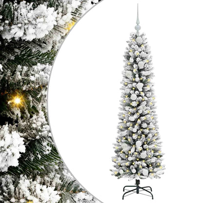 Albero di Natale artificiale con 150 LED Verde e bianco 150 cm